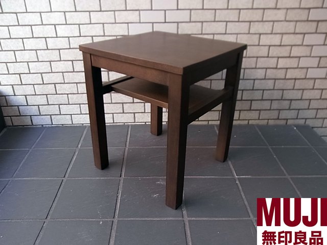 MUJI/無印良品 タモ材 ブラウン サイドテーブル □
