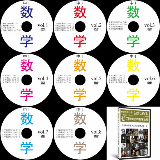 【サントップアウトレット】中学1年数学DVD全8枚