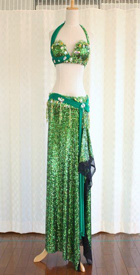 Hanan オリエンタル衣装　スパンコールグリーン - ベリーダンス衣装＆エジプト香油　アラビアンジュエルズ