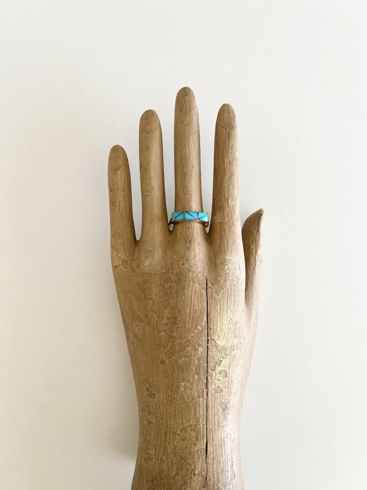 ズニ族 ターコイズインレイリング 19号 - インディアンジュエリー専門