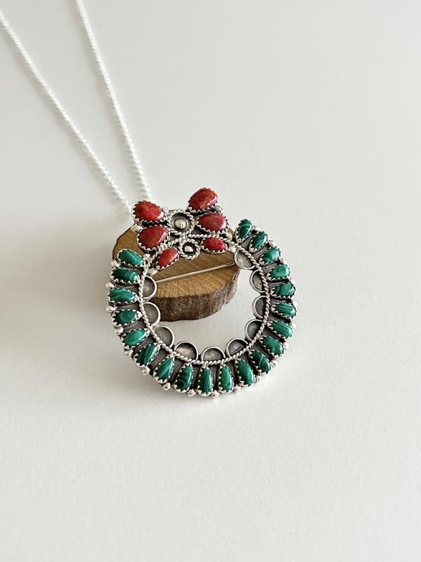 インディアンジュエリー　ハートトップ インディアンジュエリーズニ族サンフェスペンダントヘッド ピュア