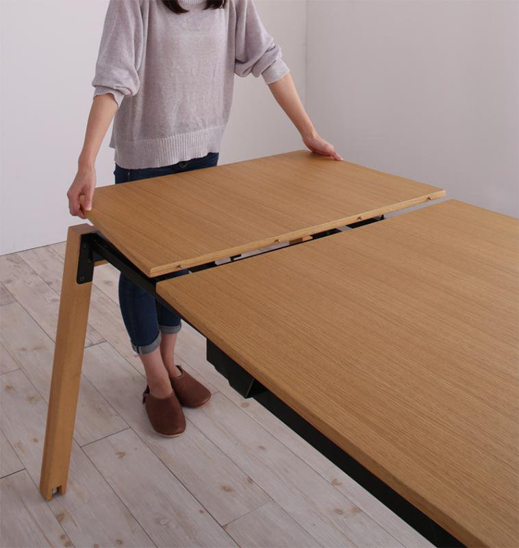 北欧ダイニングスライド伸縮テーブルMALIAマリア 8点セット(ダイニングテーブル+チェア6脚+ベンチ1脚) 