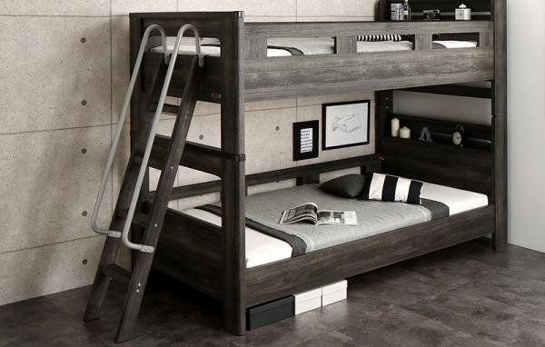 デザイン2段ベッド おしゃれなダークグレーカラー GRIGIO グリッジオの画像