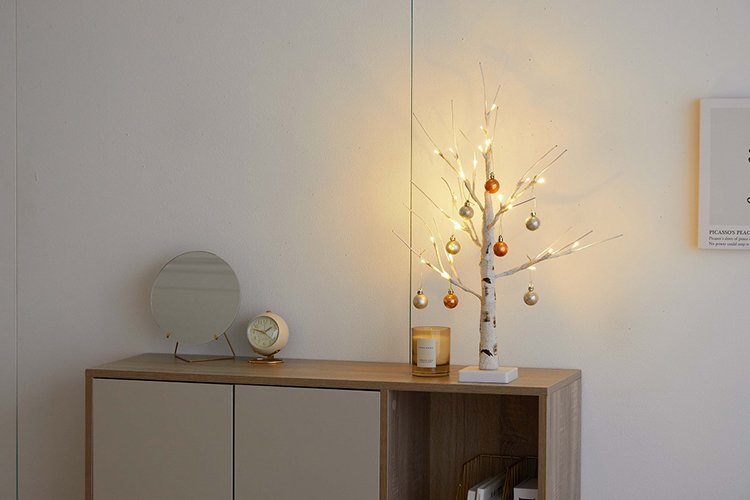LEDの優しい光とナチュラルな白樺ブランチツリーSchnee 白樺風ツリー 【高さ60cm】