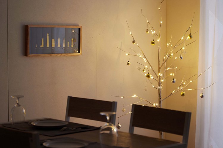 LEDの優しい光とナチュラルな白樺ブランチツリーSchnee 白樺風ツリー 【高さ150cm】