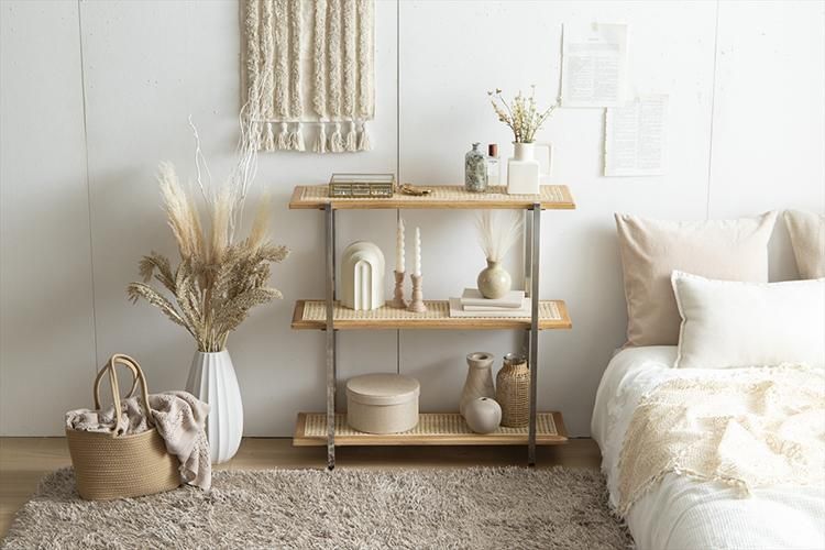 天然 ラタン3段シェルフ収納【幅80cm】Komero ｜北欧インテリア・家具