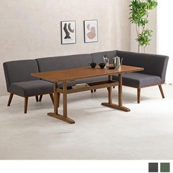 北欧ダイニングソファセット テーブル幅150cm【Kelt】ケルト ダイニングコーナーソファ4点セット -ブラウン