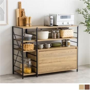 ヴィンテージテイスト 木目×スチール脚のオープン収納【Carter】引き出し付きシェルフラック-幅105cm