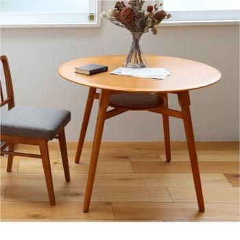 レトロでコンパクトな天然木円形ダイニングテーブル【OAKER Dining Table】円形ダイニングテーブル