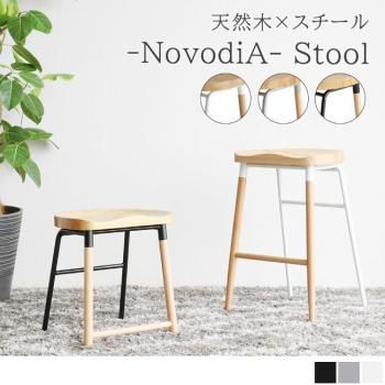 天然木ビーチ材×スチールのスツール チェア【NovodiA Bar Stool】スツール