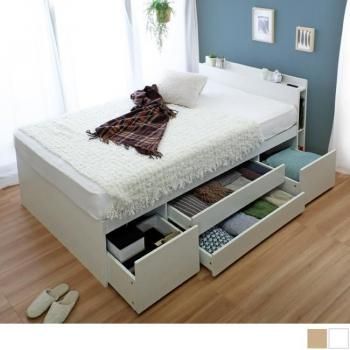 大容量収納チェストベッドでお部屋すっきり【Cattleya】カトレヤ-セミダブルサイズ