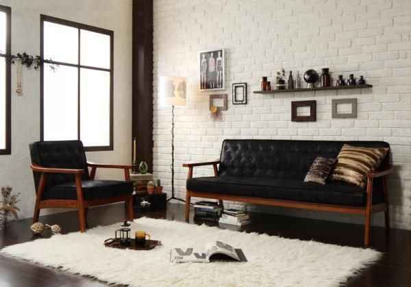 新品　木肘ヴィンテージソファ　２人掛け　２Pブラック　黒　アンティーク　ソファー ソファ2P 単品 木肘ヴィンテージソファ Bedford ベドフォード 2P