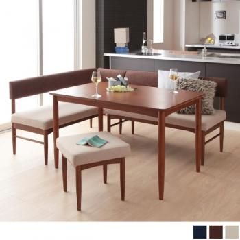 ソファベンチダイニングセットK-JOYケージョイ オットマン4点セット(ダイニングテーブル+アームソファ+バックレストソファ+オットマン)