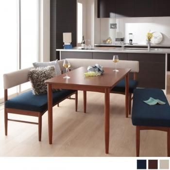 ソファベンチダイニングセットK-JOYケージョイ ベンチ4点セット(ダイニングテーブル+アームソファ+バックレストソファ+ベンチ)