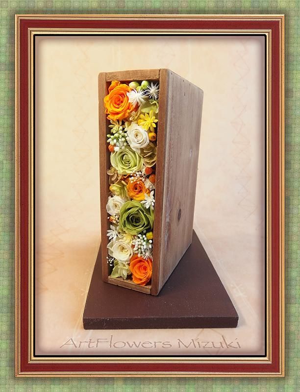 『FLOWER』 花の和紙コラージュ作品 美品! 作品No.195-2>FlowerBook-L/2 ---ArtFlowers Mizuki (水樹