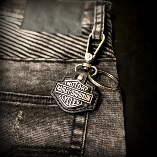Cut-out Bar & Shield Logo Key Chain Fob, Black - Harley