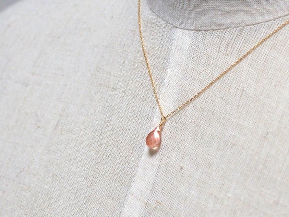 K18 オレゴンサンストーン一粒ネックレス 天然石アクセサリー ジュエリー ルース エー コリーヌstore