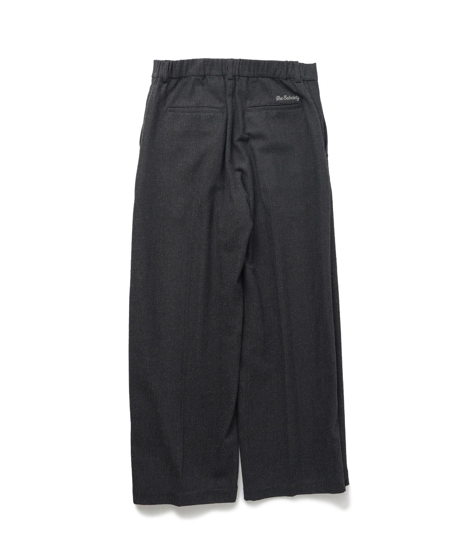 Herringbone side zip wide slacks - Subciety Online Store