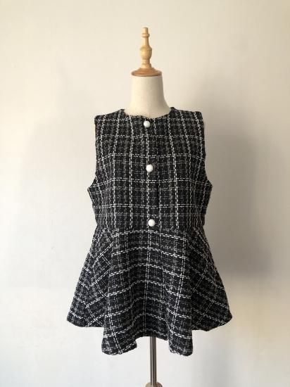ella_selectshop バイカラーツイードベスト ウールベスト卒園式
