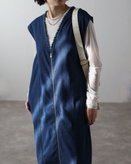 sale！ジップフリンジデニムワンピース（クリックポストOK！同