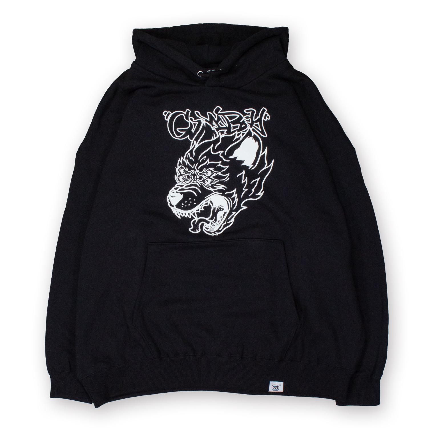 受注生産＞EGUMI MULTI LOGO ZIP UP BIG HOODIE【BLACK