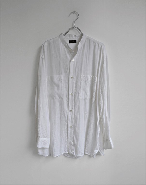 WIRROW cupro cotton stand collar shirt white