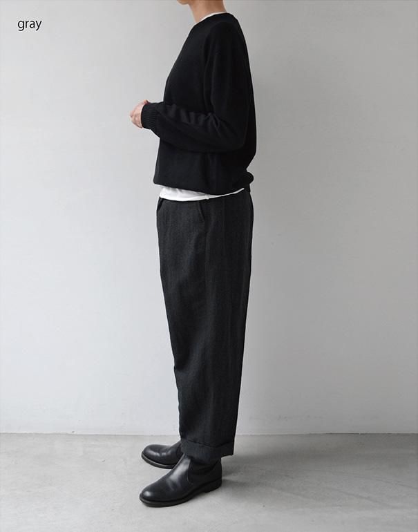 WIRROW wool linen tapered slacks gray