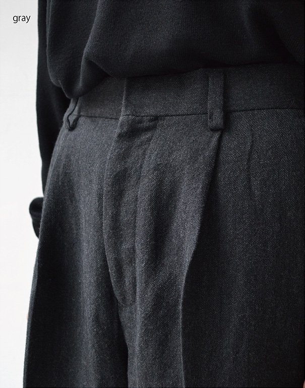 WIRROW wool linen tapered slacks gray