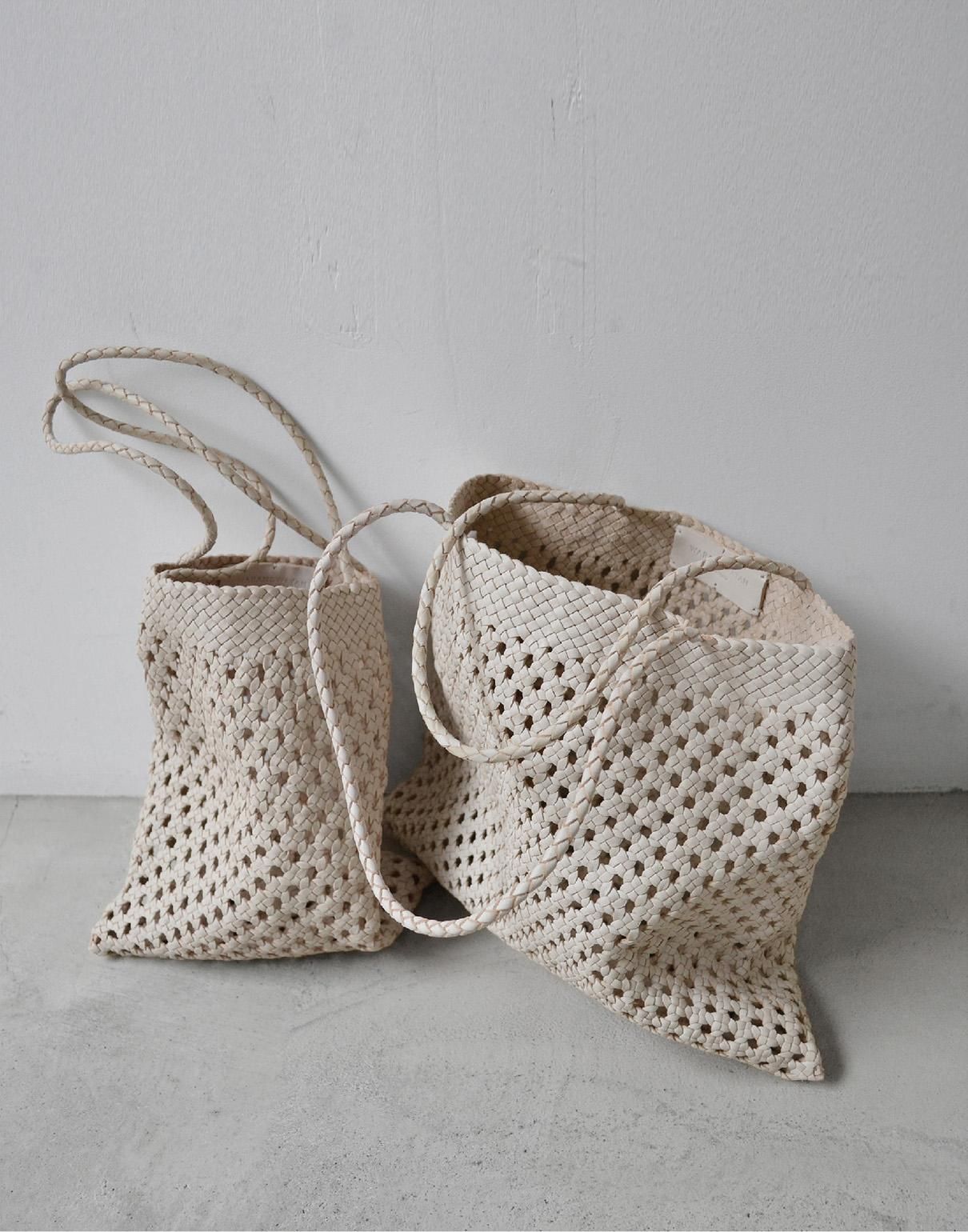warang wayan leather mesh bag M white warang wayan leather mesh bag M white