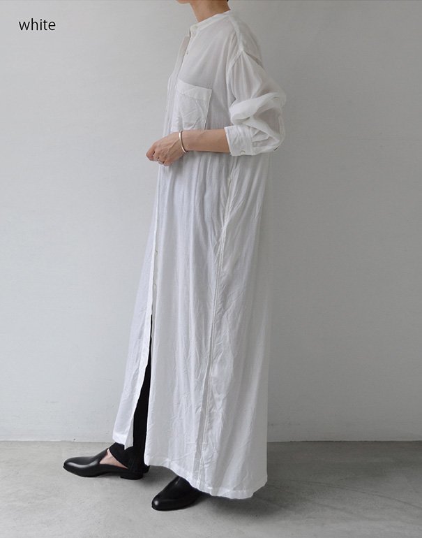 WIRROW stand collar shirt dress - ロングワンピース