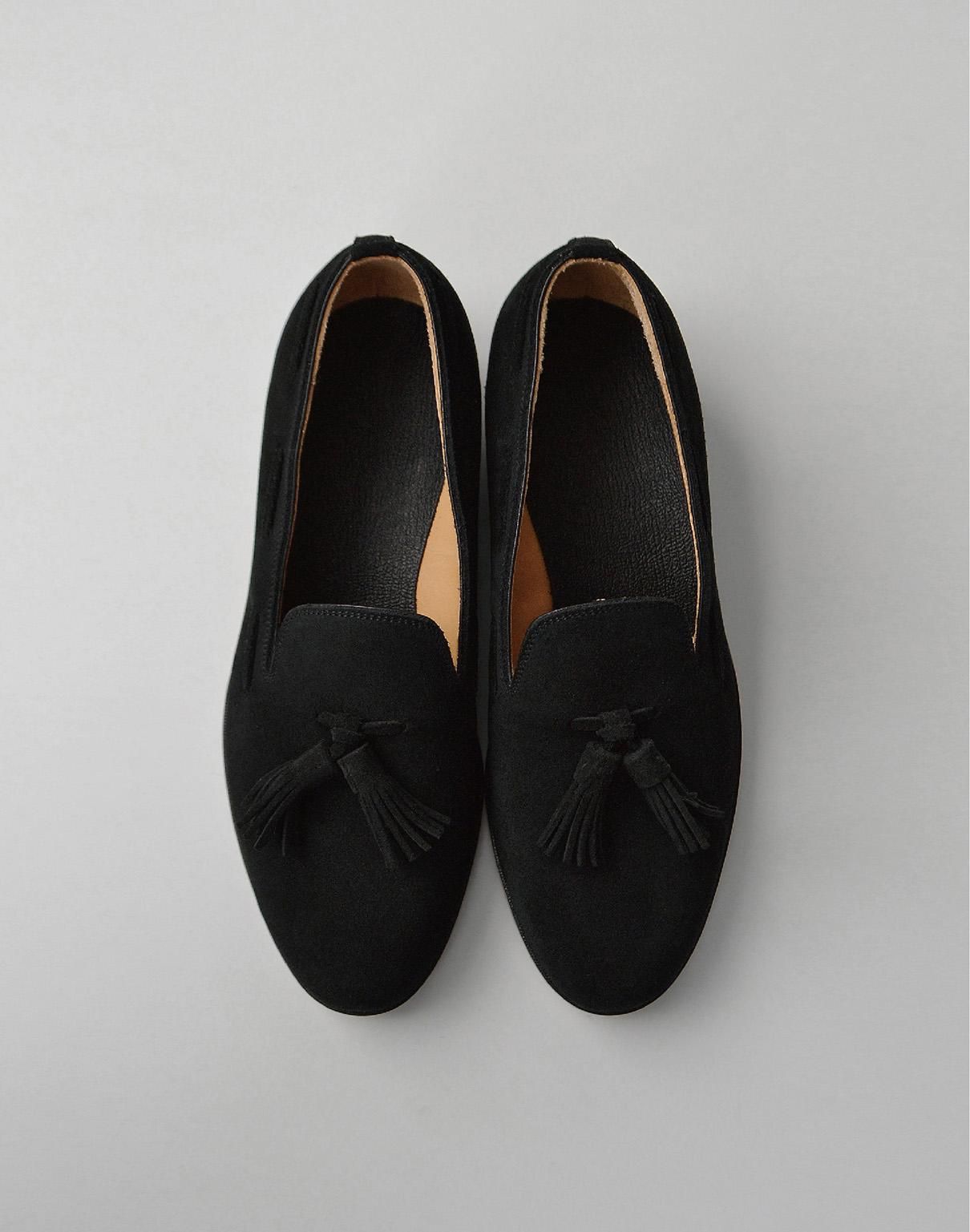 forme Suede Tassel loafer plain toe black