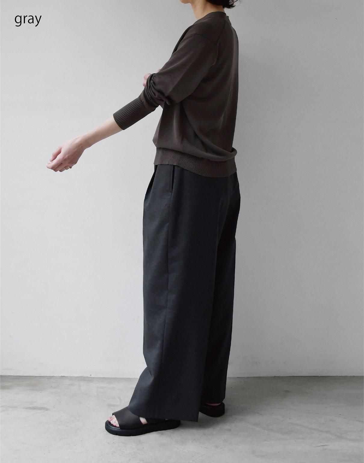 WIRROW wool tropical wide slacks gray WIRROW wool tropical wide slacks gray