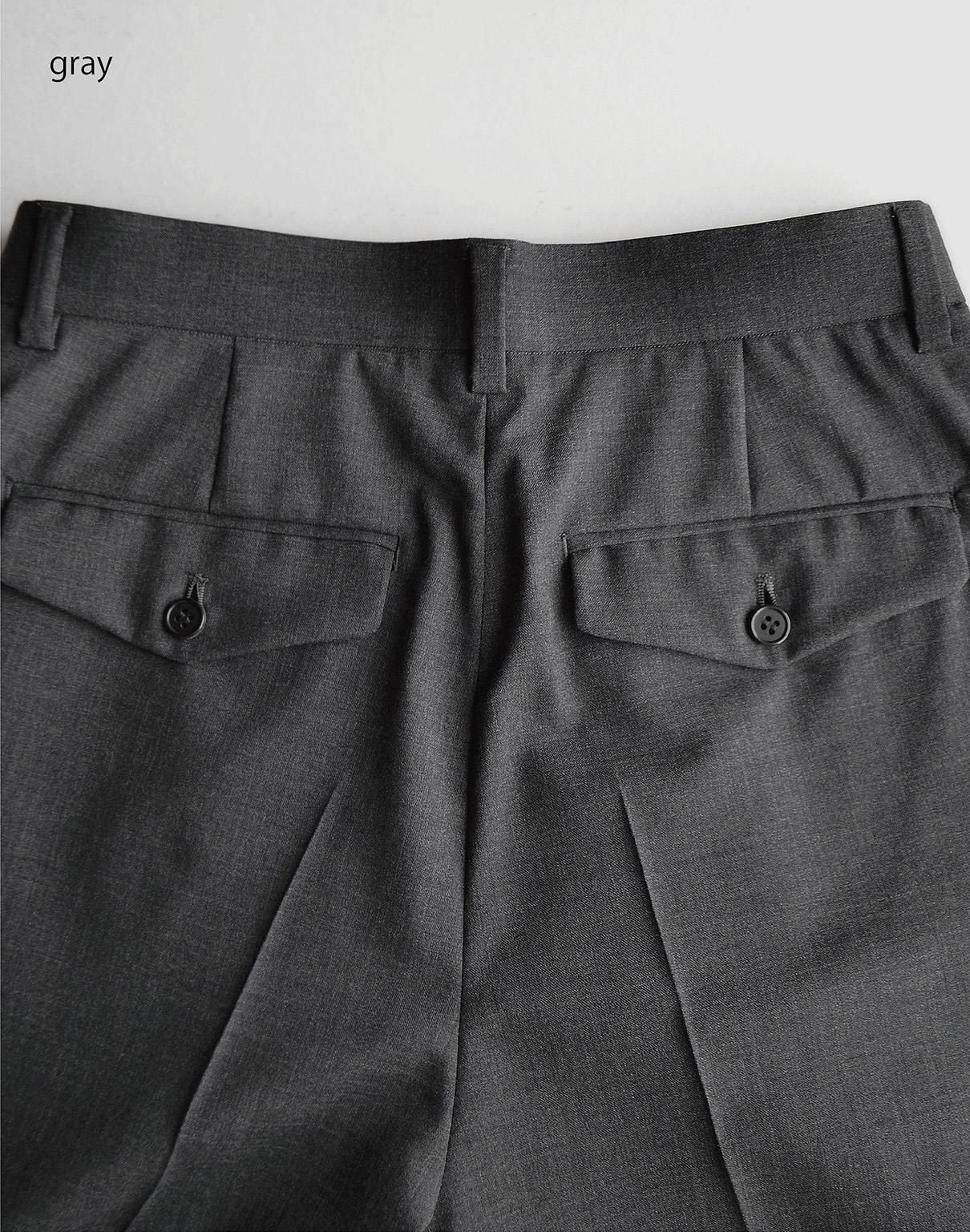 WIRROW wool tropical wide slacks black WIRROW wool tropical wide slacks black
