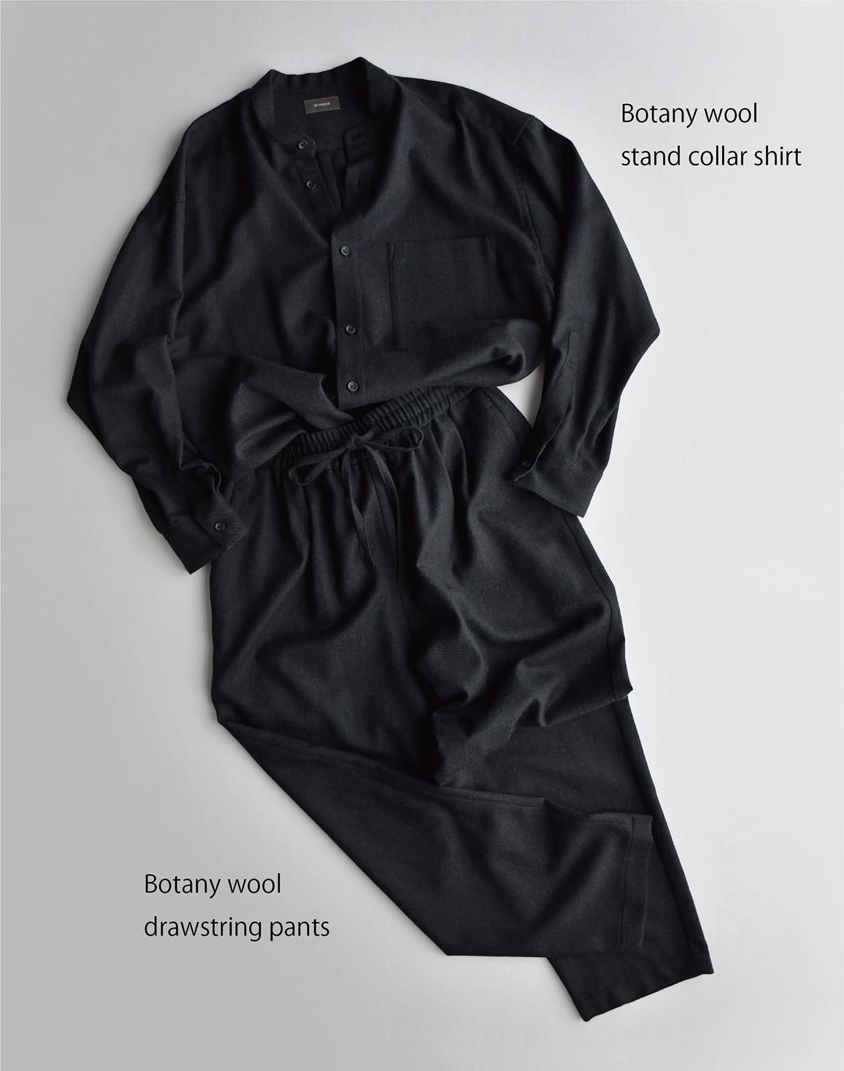 WIRROW Botany wool stand collar shirt charcoal WIRROW Botany wool stand collar shirt charcoal