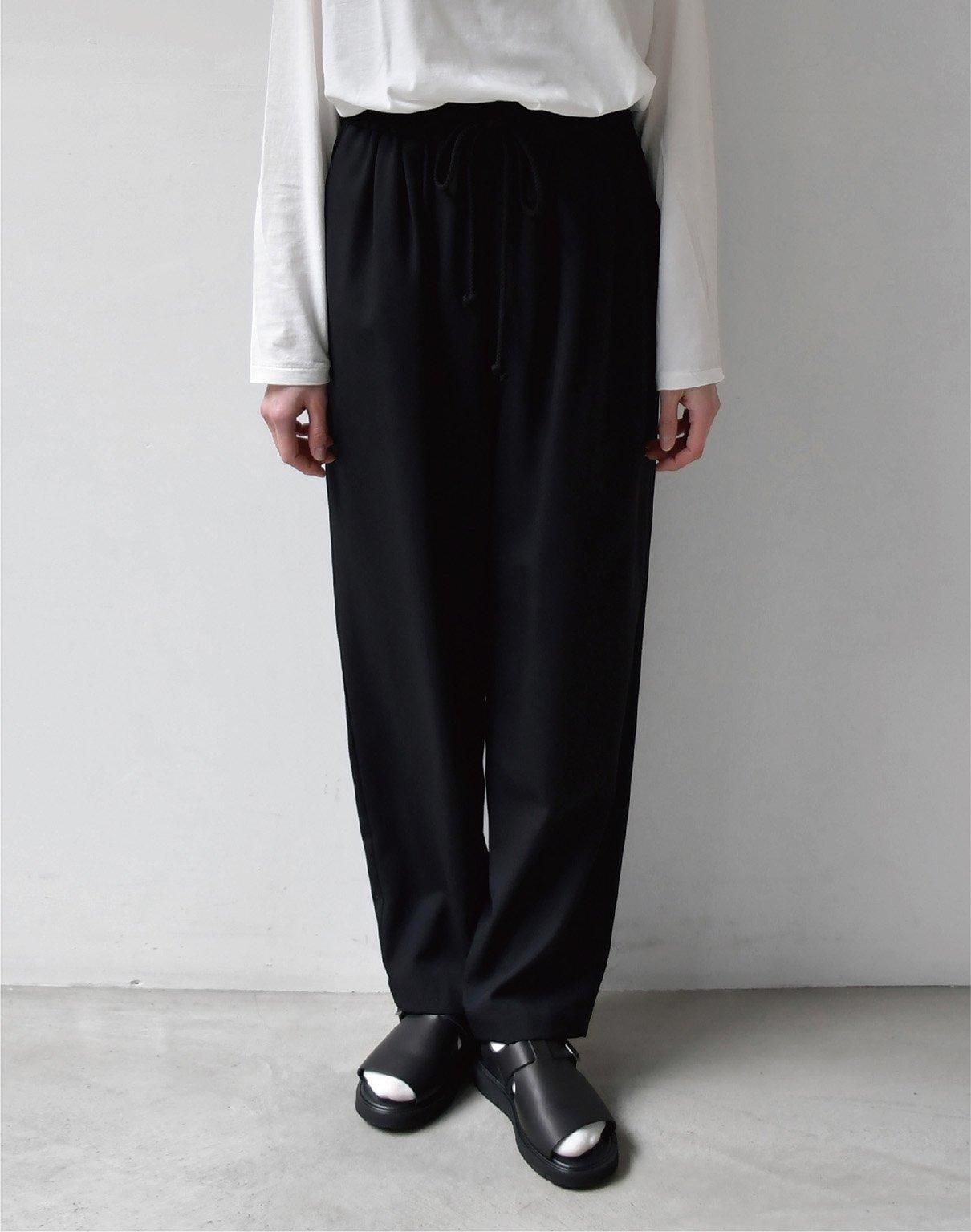 WIRROW soft wool drawstring pants black