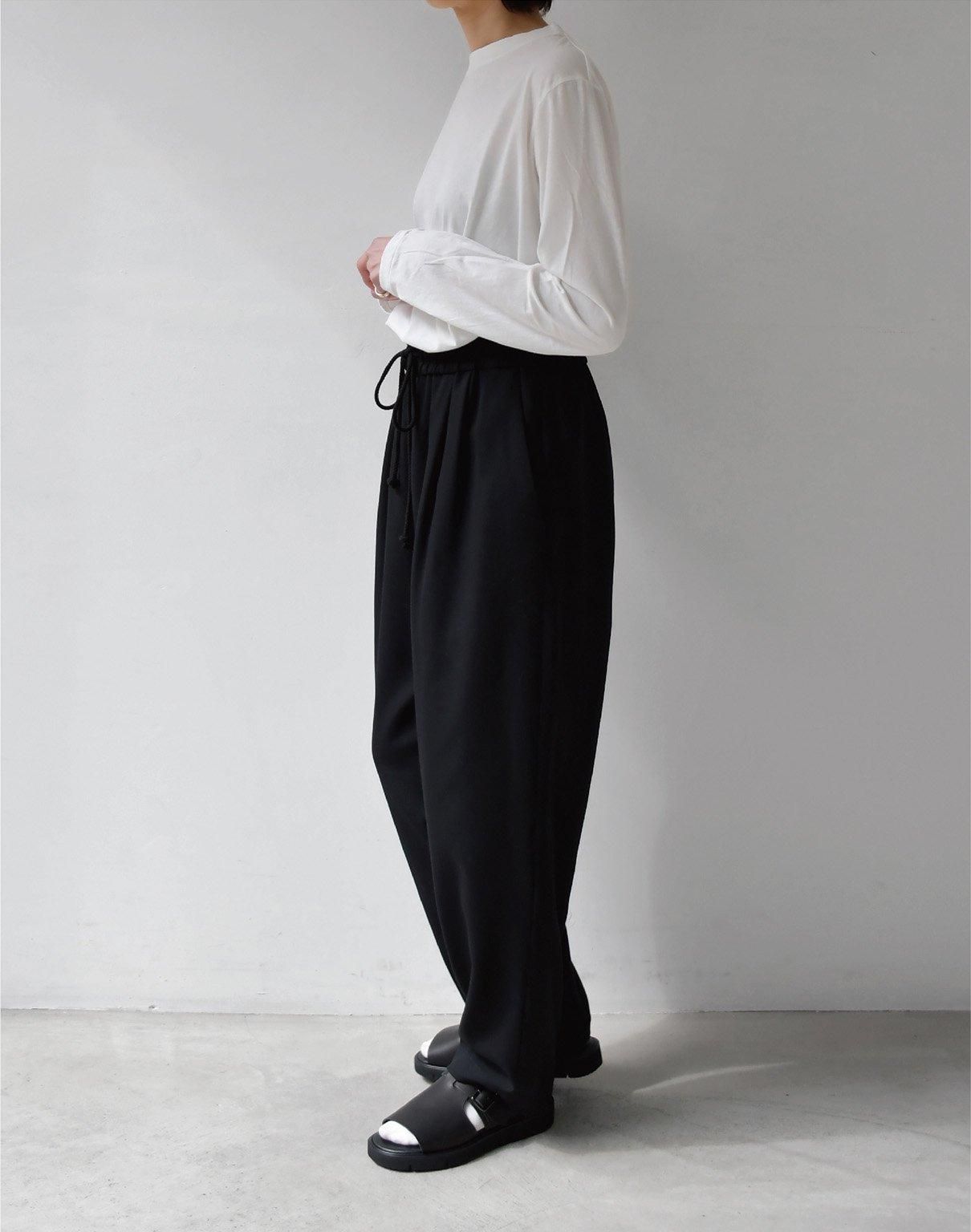 WIRROW soft wool drawstring pants black WIRROW soft wool drawstring pants black