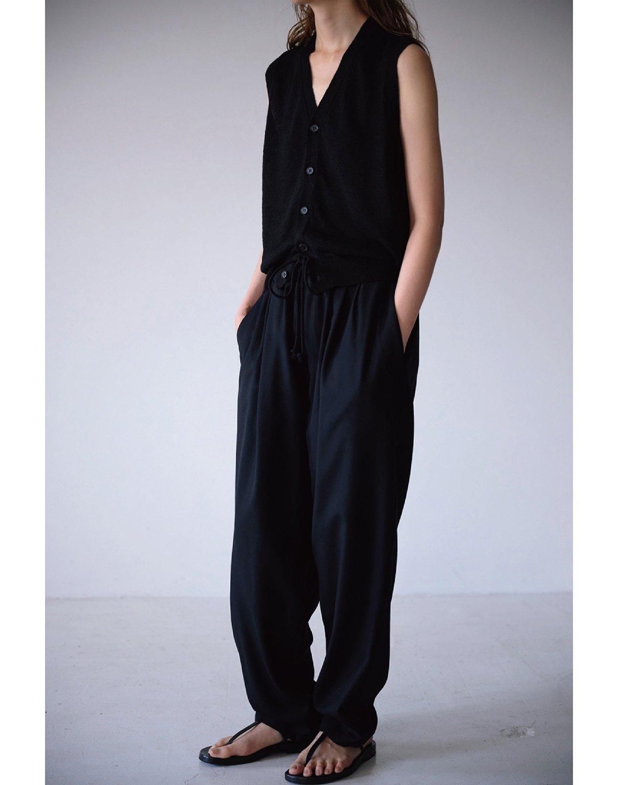 WIRROW soft wool drawstring pants black WIRROW soft wool drawstring pants black