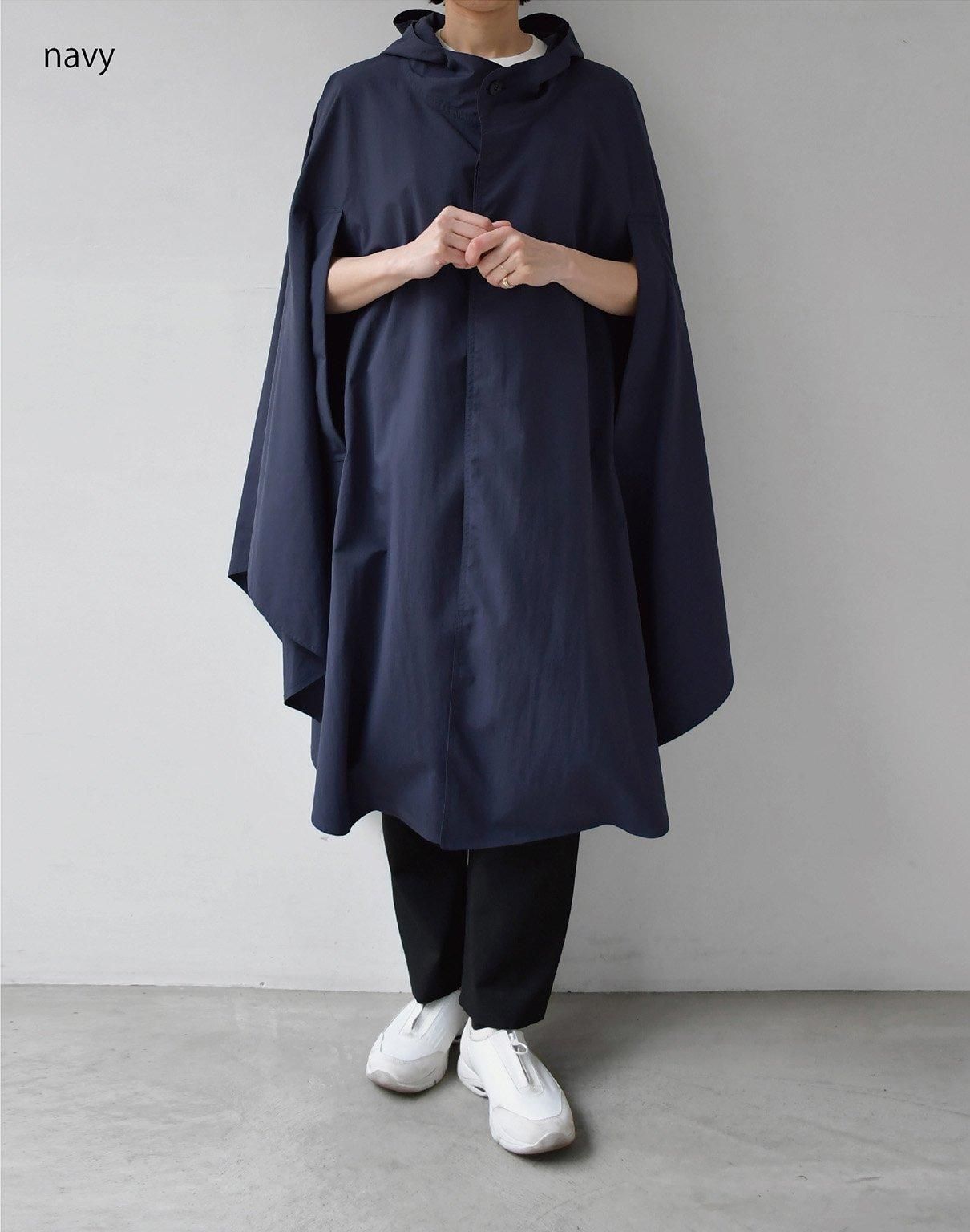 YAECA CONTEMPO フーデッドレインポンチョ navy