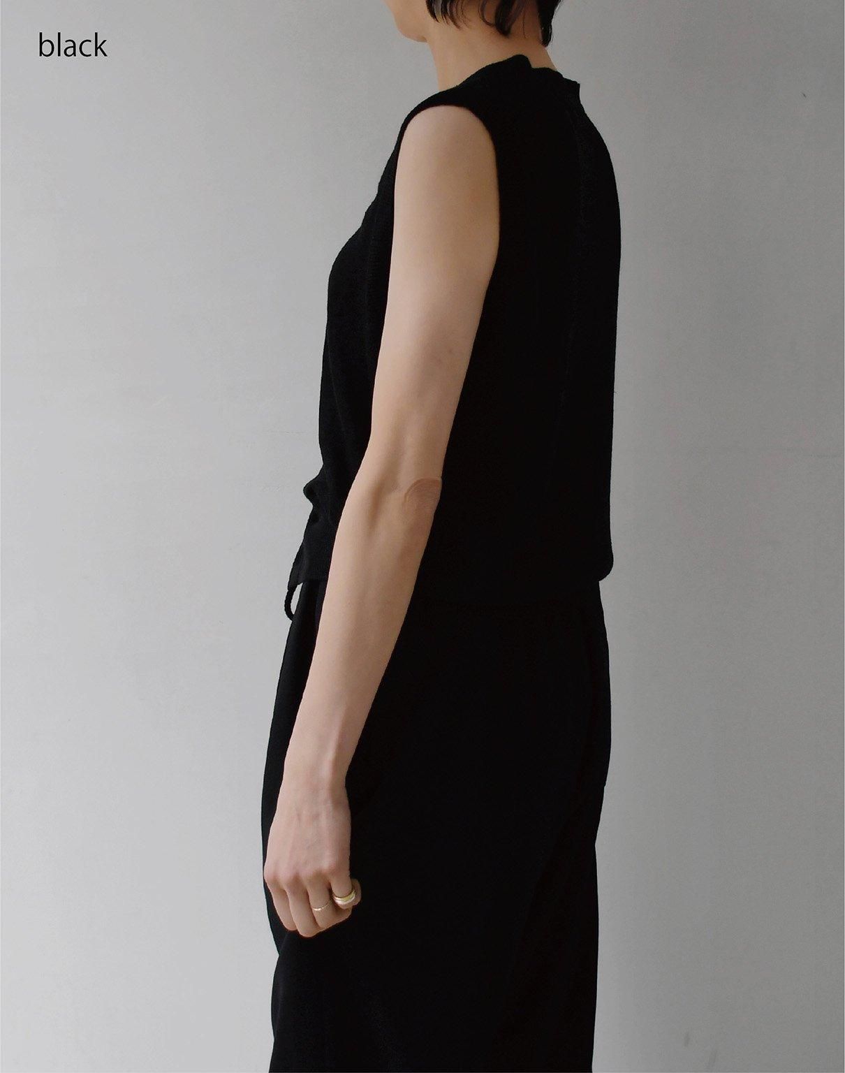 ＼半額SALE／ WIRROW Line silk knit vest black トップス