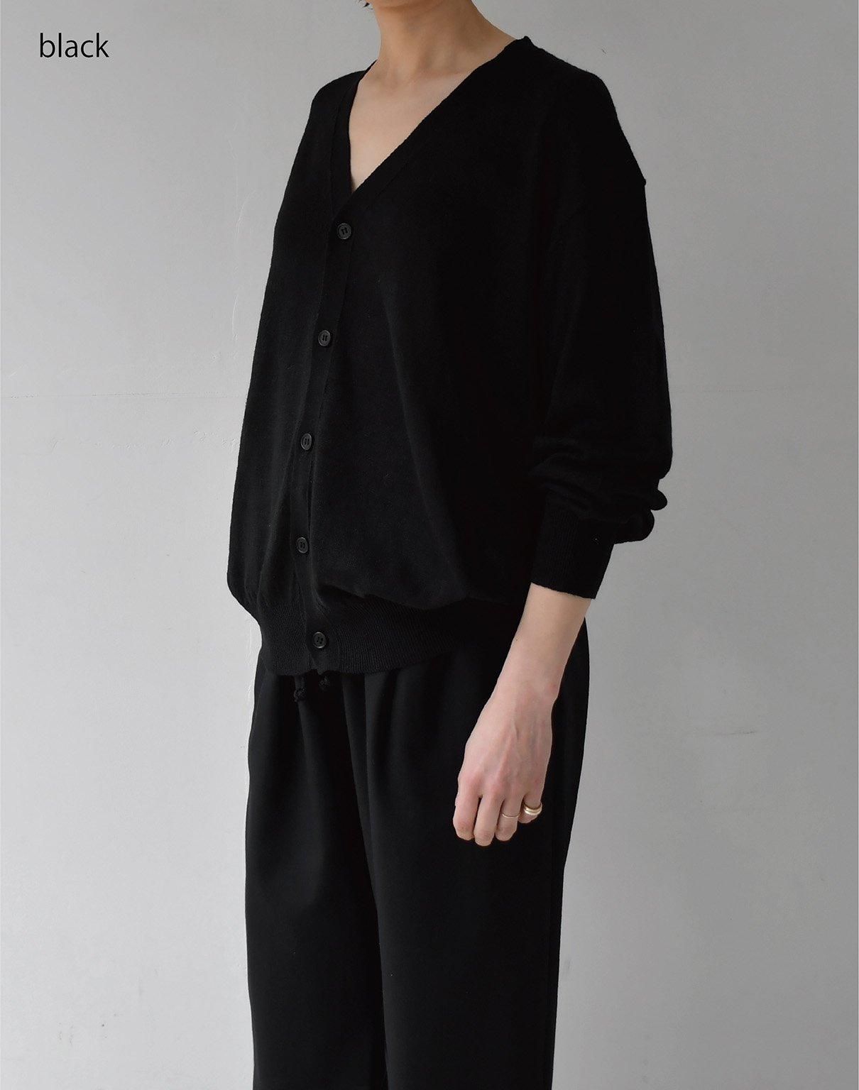 WIRROW Line silk knit cardigan black WIRROW Line silk knit cardigan black
