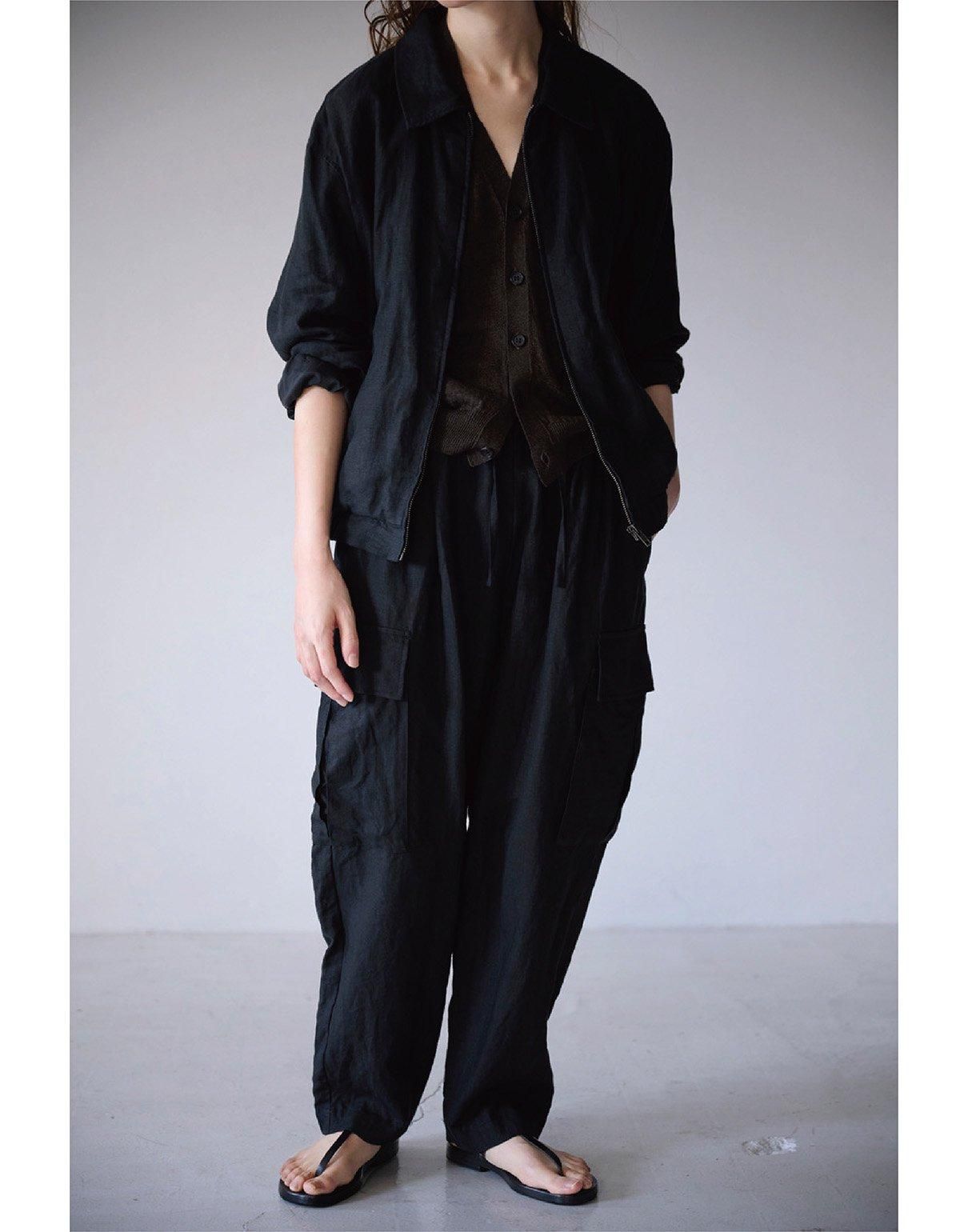WIRROW Line silk knit cardigan black WIRROW Line silk knit cardigan black
