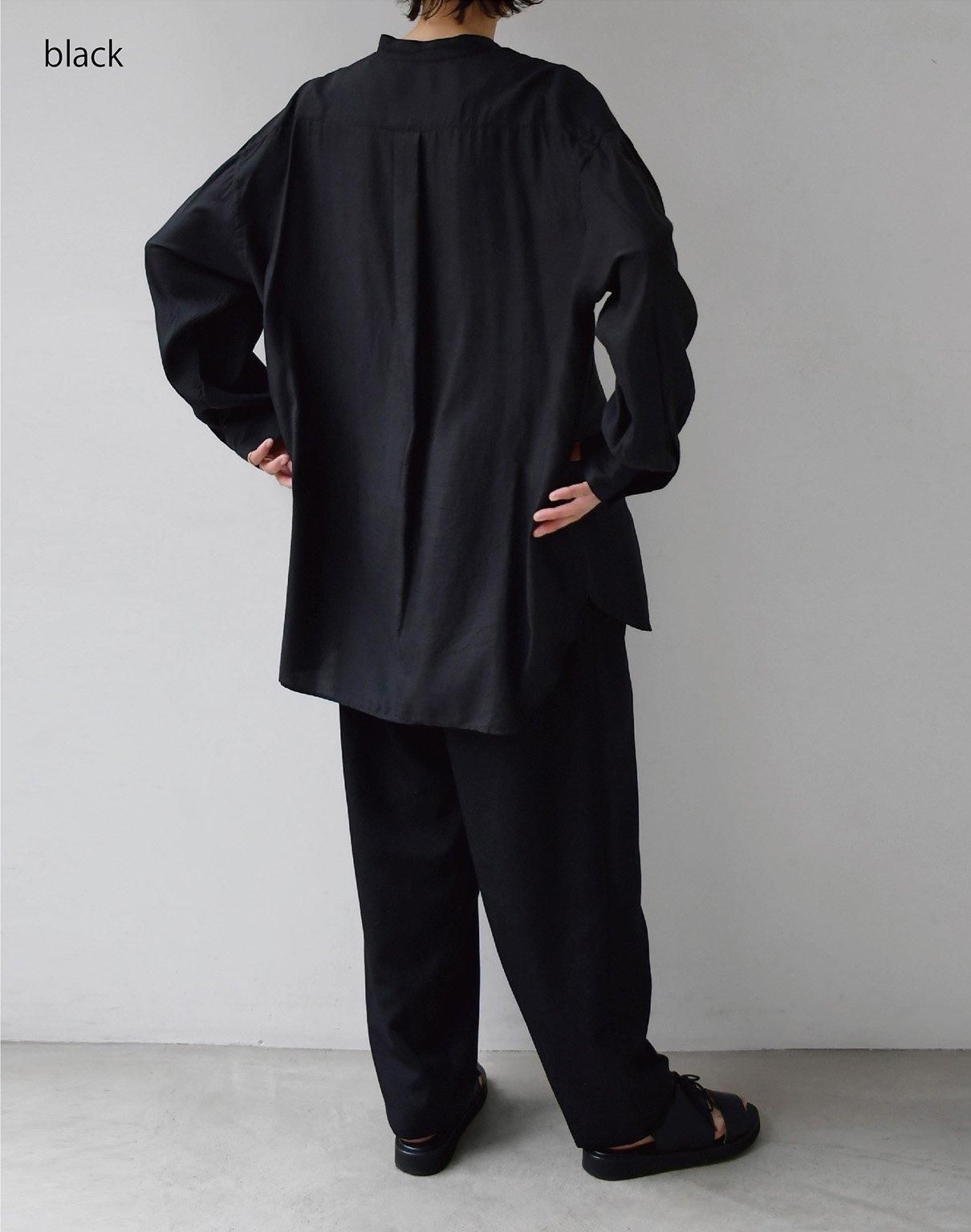 WIRROW cupro cotton stand collar shirt black