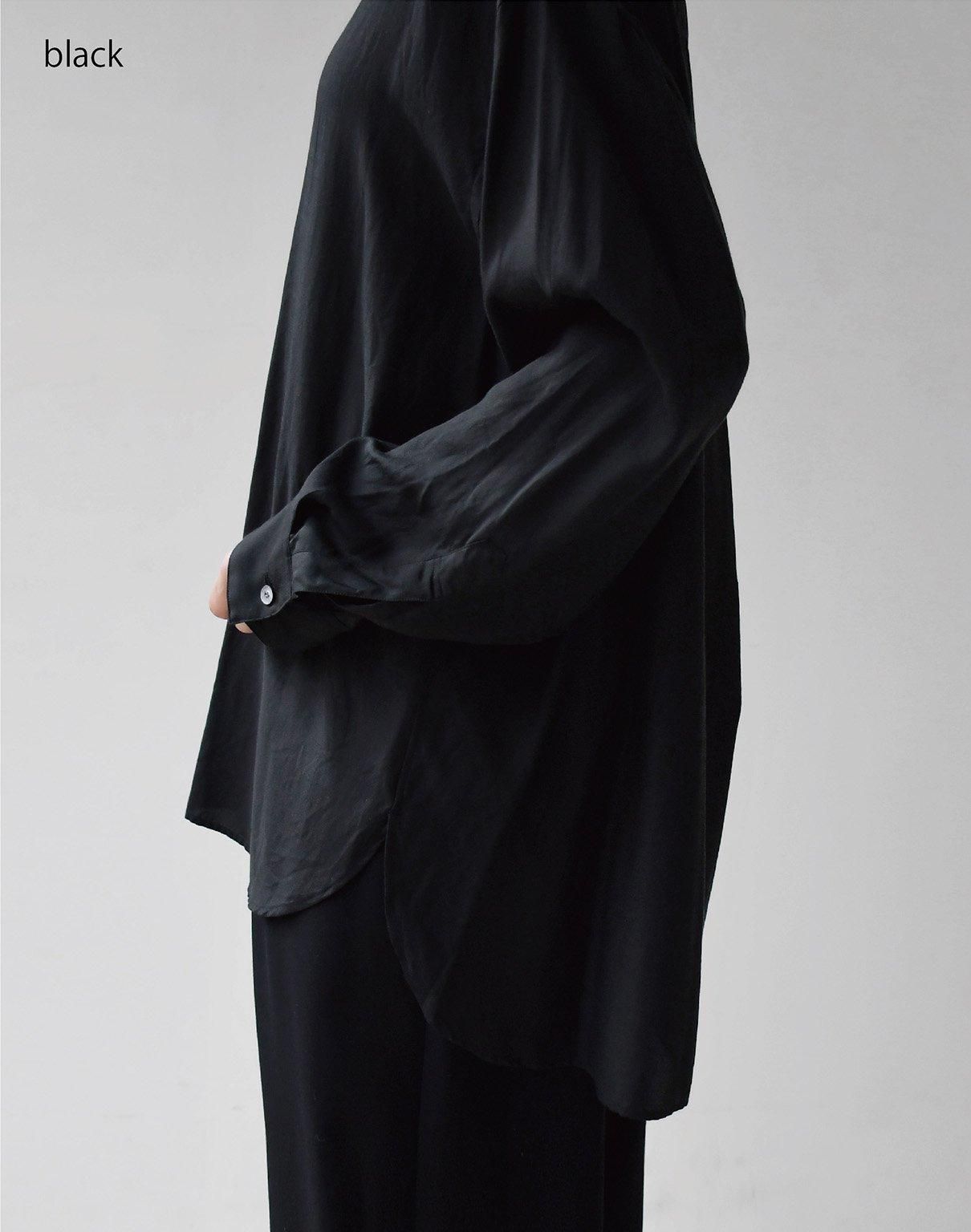 WIRROW cupro cotton stand collar shirt black