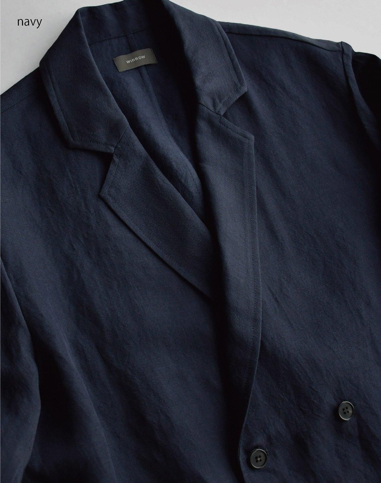 WIRROW linen rayon double jacket navy WIRROW linen rayon double jacket navy