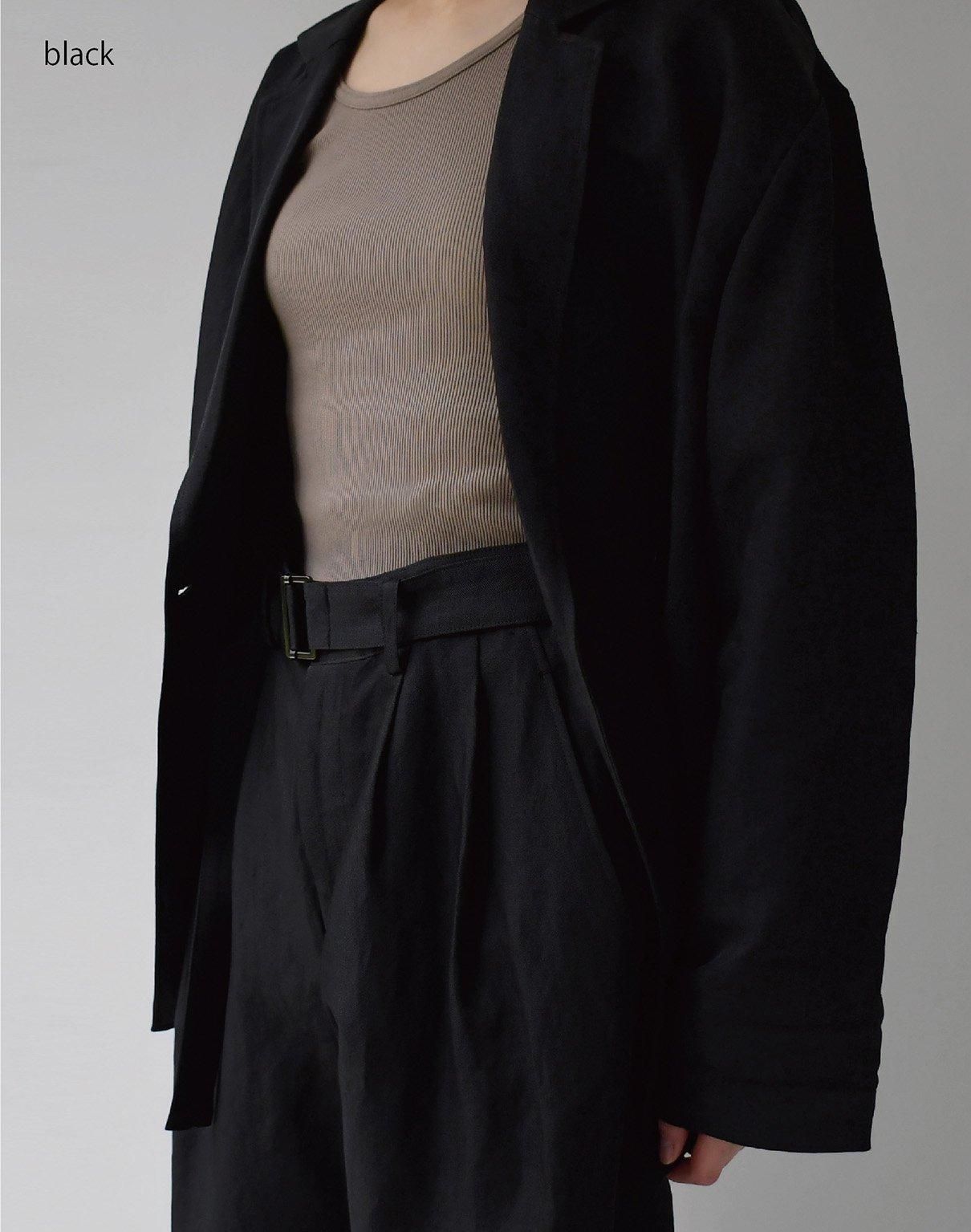 WIRROW linen rayon double jacket navy WIRROW linen rayon double jacket navy
