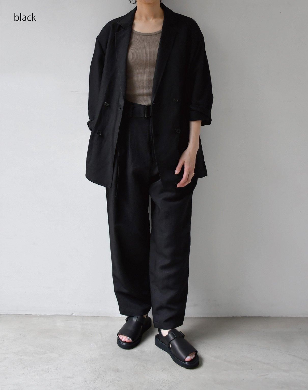 WIRROW linen rayon double jacket black WIRROW linen rayon double jacket black