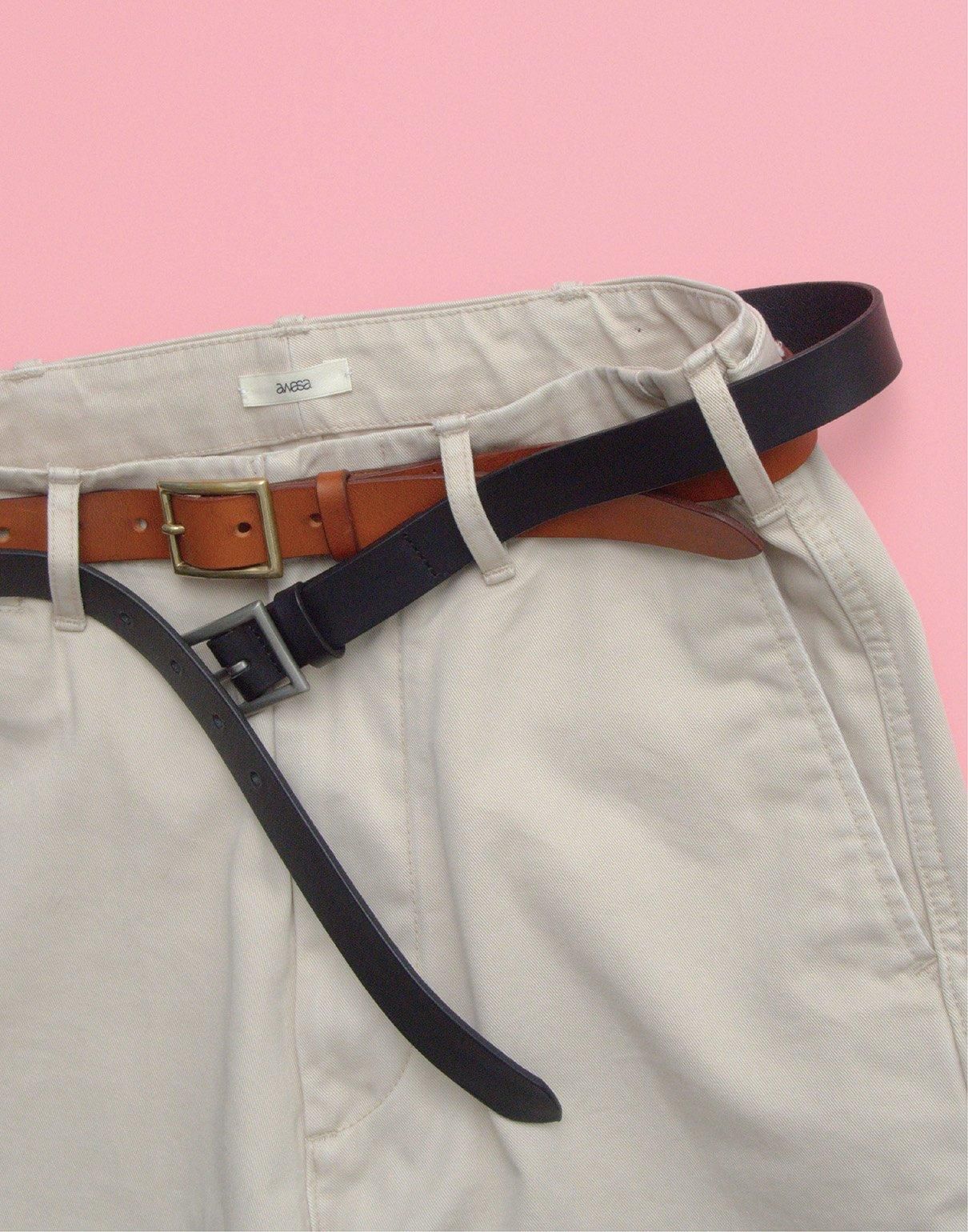 awasa leather belt black×silver