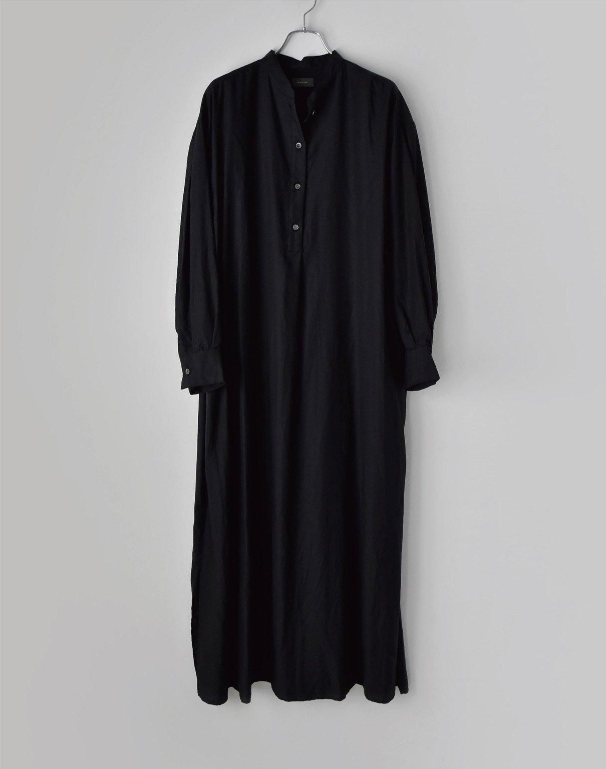 WIRROW cupro cotton stand collar shirt dress black WIRROW cupro cotton stand collar shirt dress black
