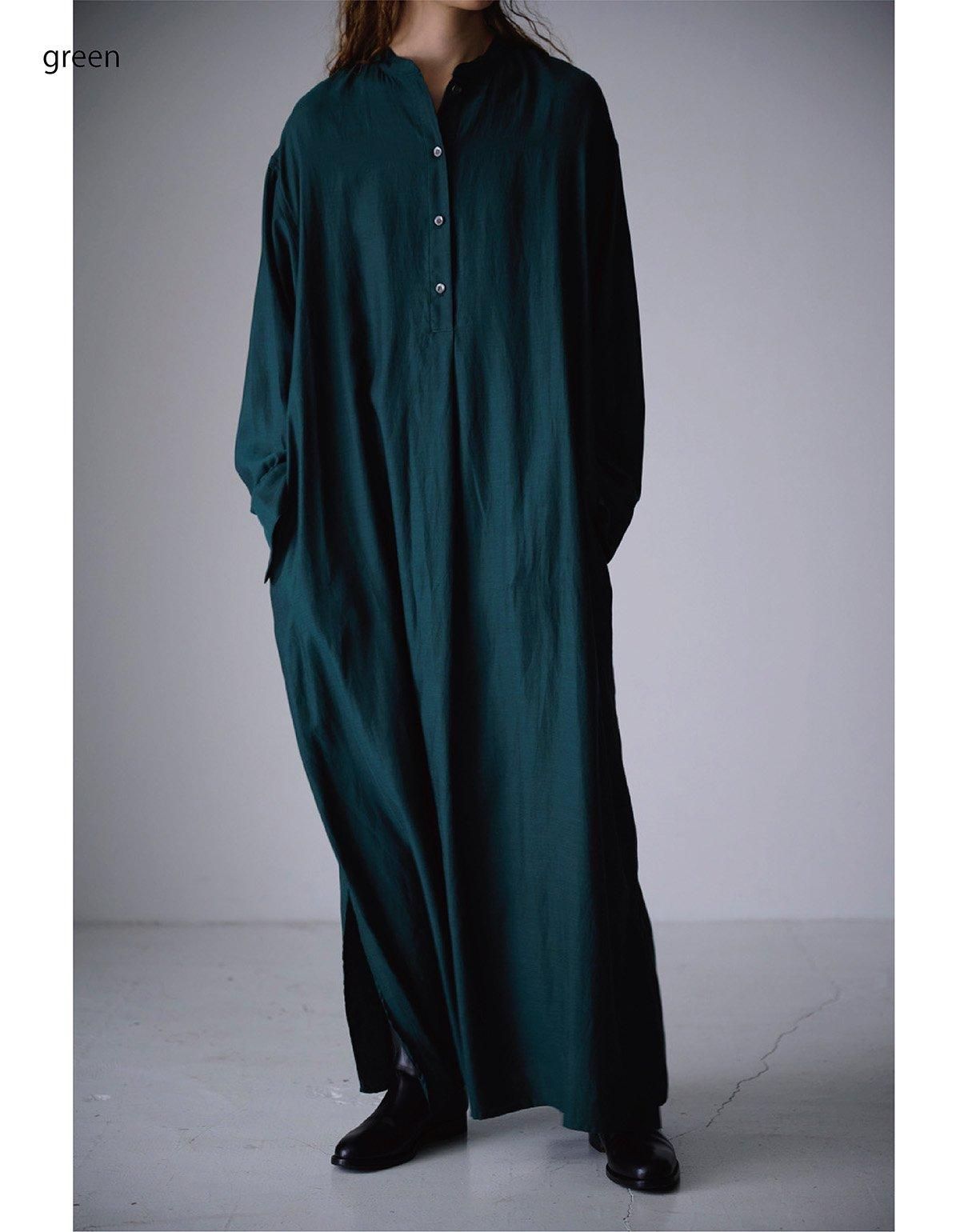 WIRROW cupro cotton stand collar shirt dress black WIRROW cupro cotton stand collar shirt dress black