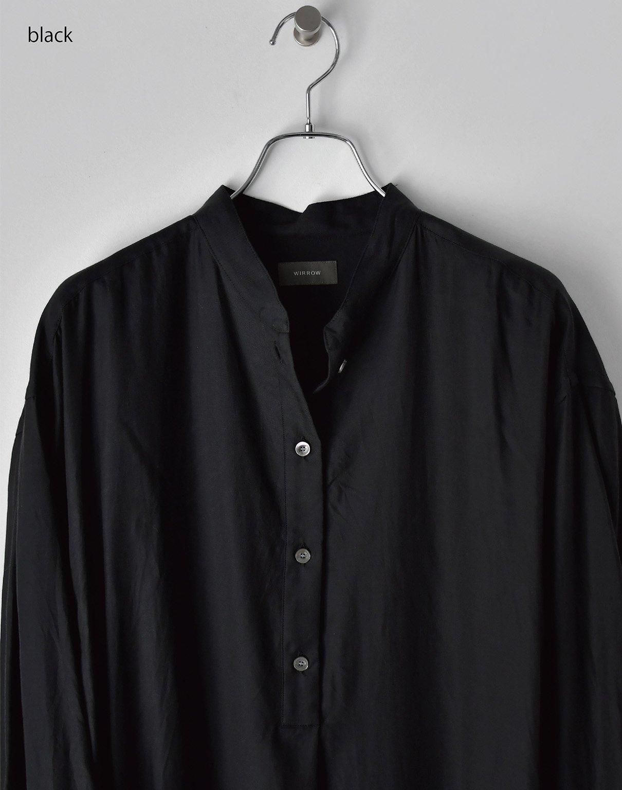 WIRROW Cupro Cotton Half Sleeve Shirt Dress (Black,Mocha) | unum